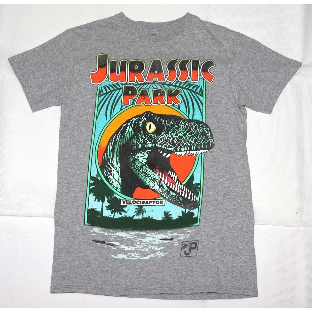 Jurassic Park Velociraptor Dinosaur Short Sleeve Crew Neck T-Shirt Size Small